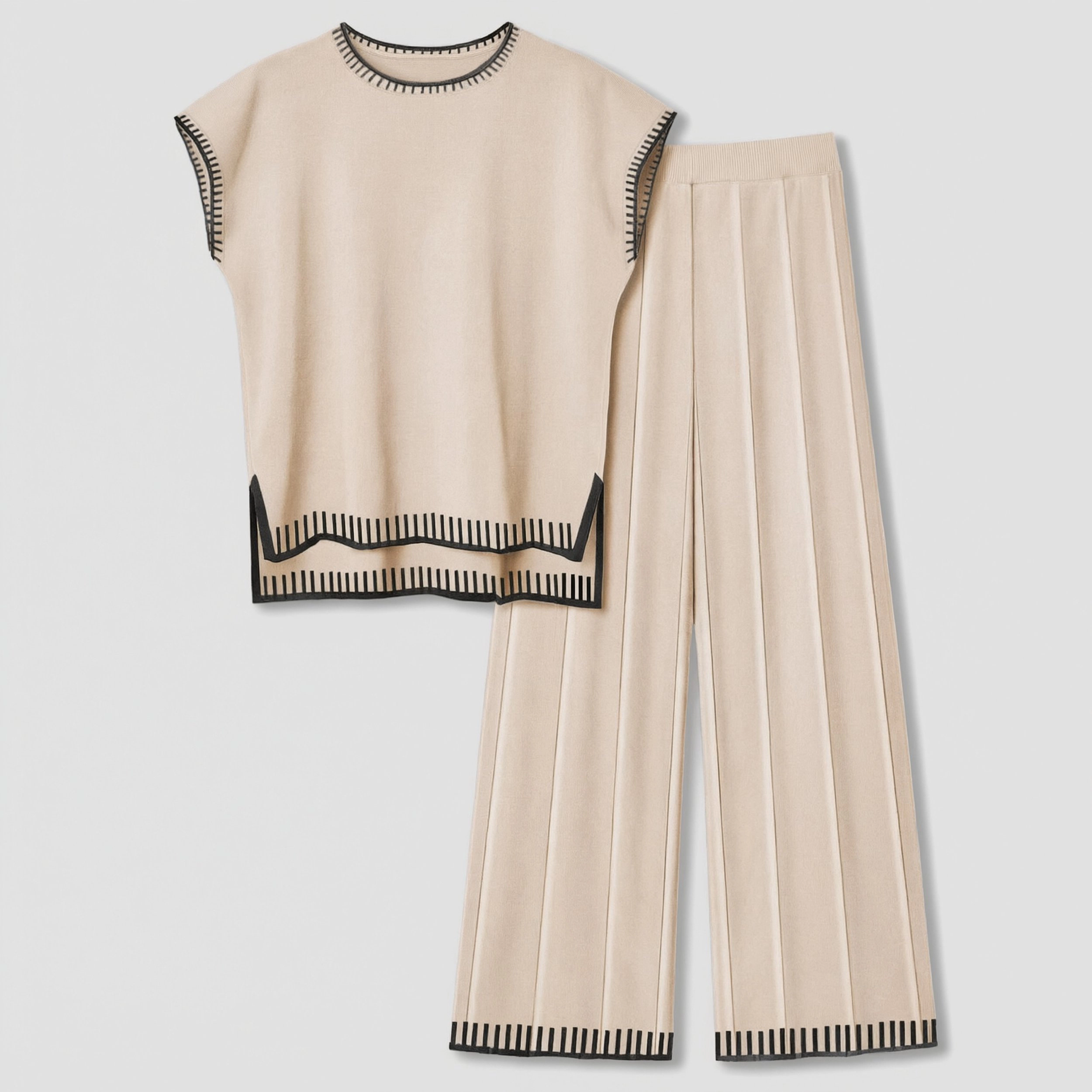 Ekouaer Womens Matching Sets Knit Sweater 2 Pieces Outfits Pullover Tops Wide Legs Pants