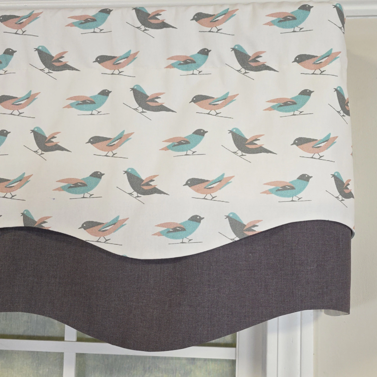 RLF Home 100% Cotton Avain Glory  Fully lined Windows Rod Pocket Valance 50" x 16"  Gray