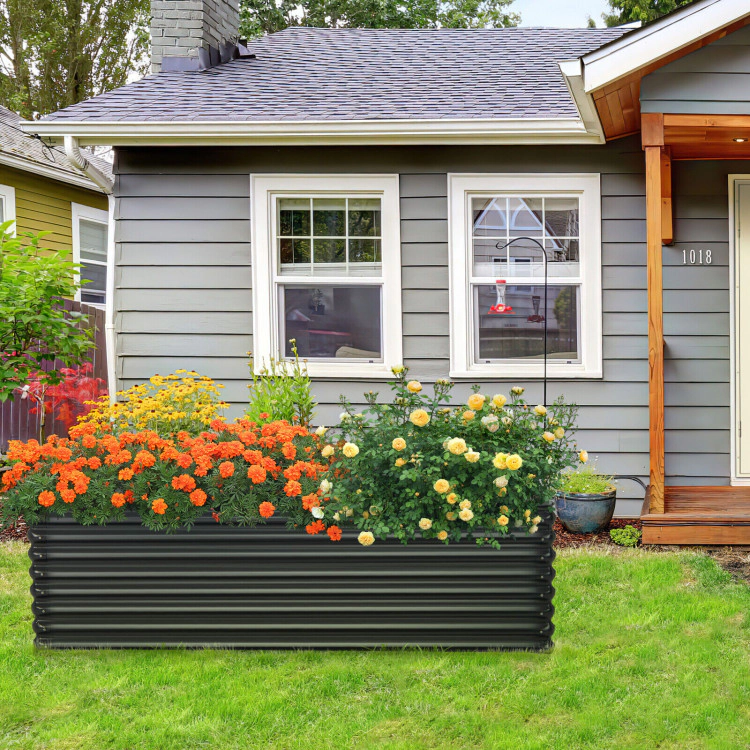 Hivvago 71 Inch Galvanized Metal Raised Garden Bed for Garden Backyard