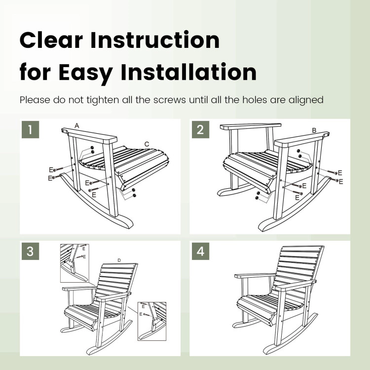 Hivvago Outdoor Fir Wood Rocking Chair With High Backrest