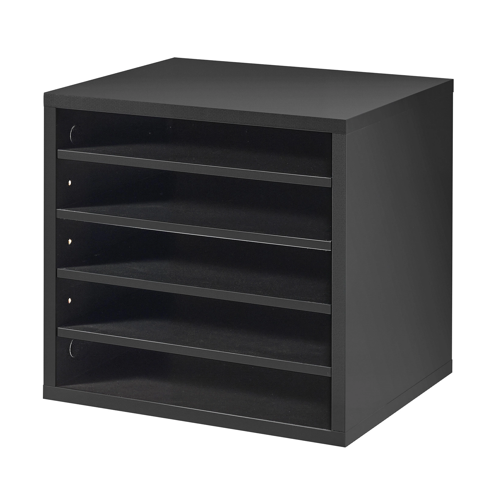 HONGGE Wooden Mailbox Sorter with Shelves for Office Home Storage Organizer, File Document Paper Black