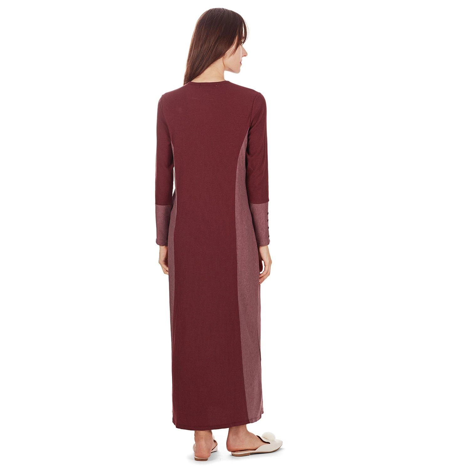 MeMoi Women's Modest Henley-Style Full-Length Ribbed Nightgown