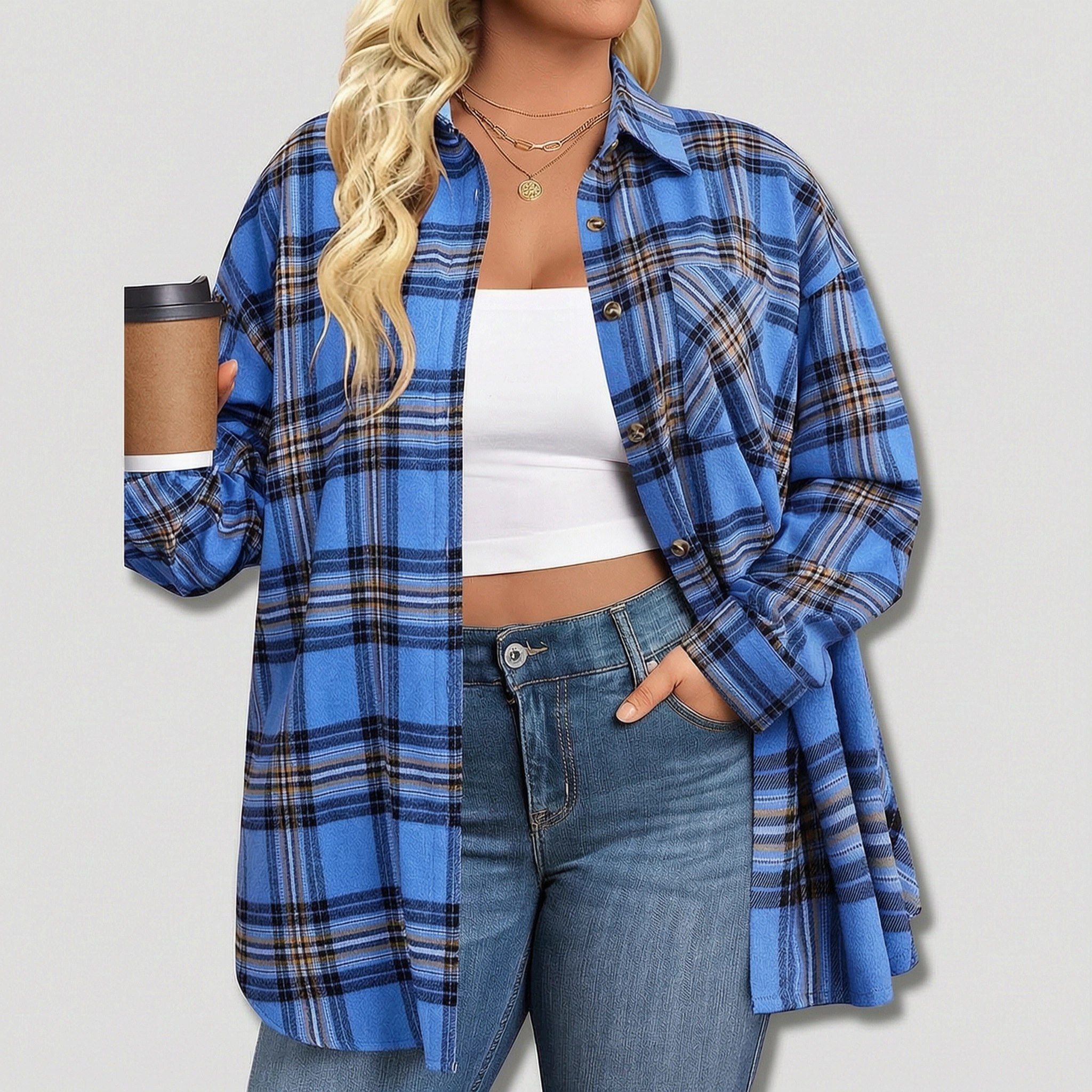 Zeagoo Women s Flannel Shirts Long Sleeve Casual Collared Button Down Loose Blouse Tops