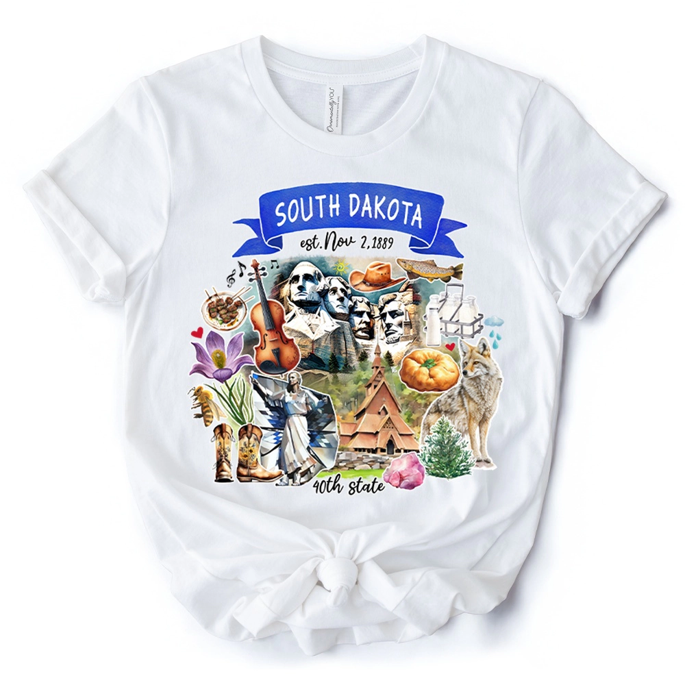 OrnamentallyYou Unisex Artistic South Dakota State Themes And Landmarks T-Shirt