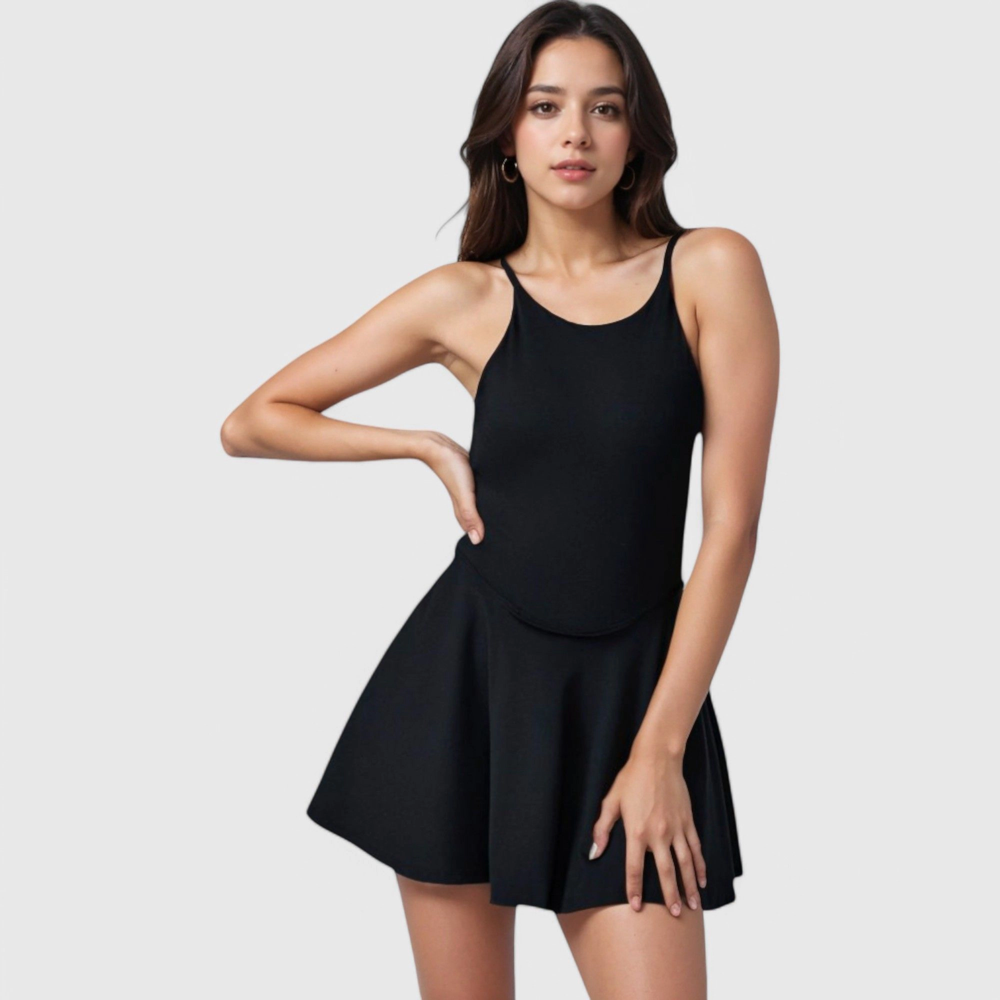 Anna-Kaci Women's Sleeveless Sports Dress with Flowy A-Line Skirt and Crisscross Open Back Straps