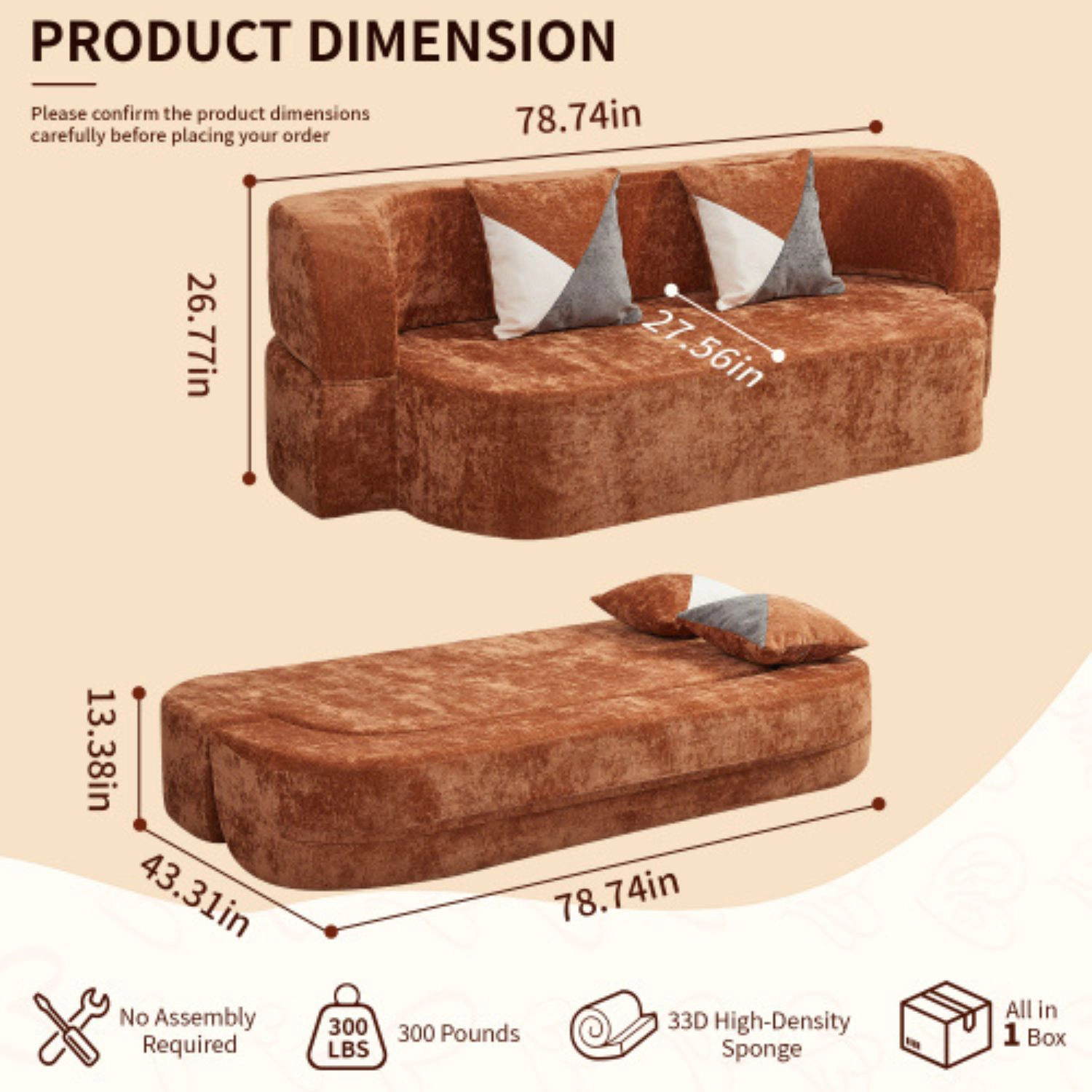 GOODSILO Convertible Folding Floor Sofa Bed Multi Functional