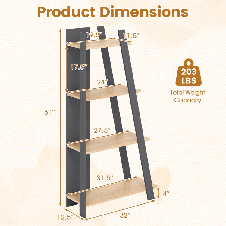 Hivvago 4-Tier Modern Bookshelf Wooden Vertical Display Book Shelf for Small Space