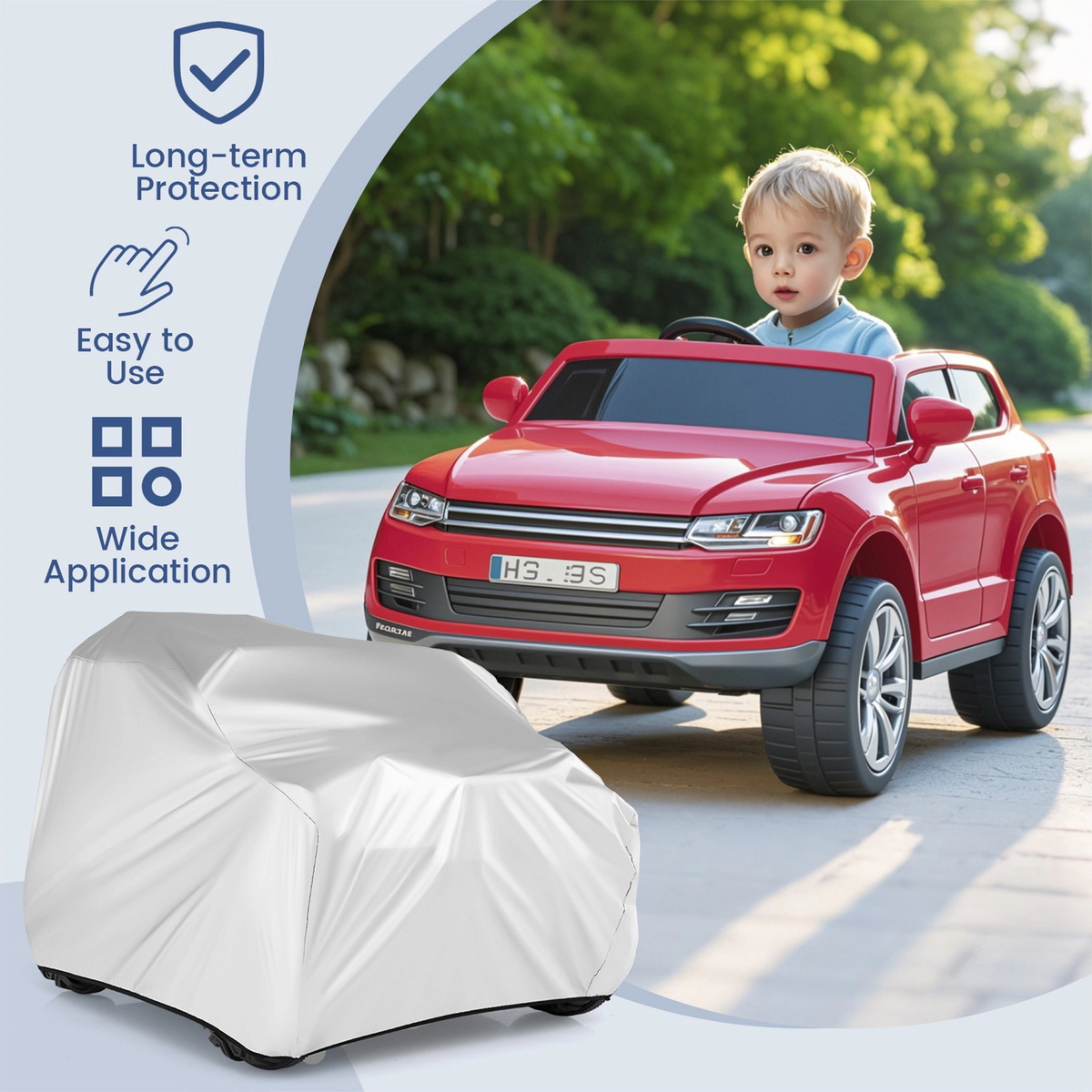 SUGIFT Silver Storage Bag Weather Resistant Elastic Hem Kids Ride On Car Cover