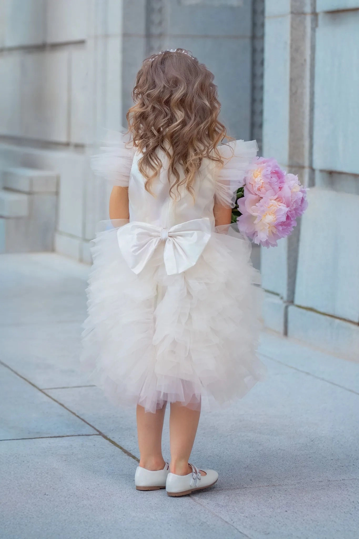 Faeella Celestial Fairy White Tulle Flower Girl Dress