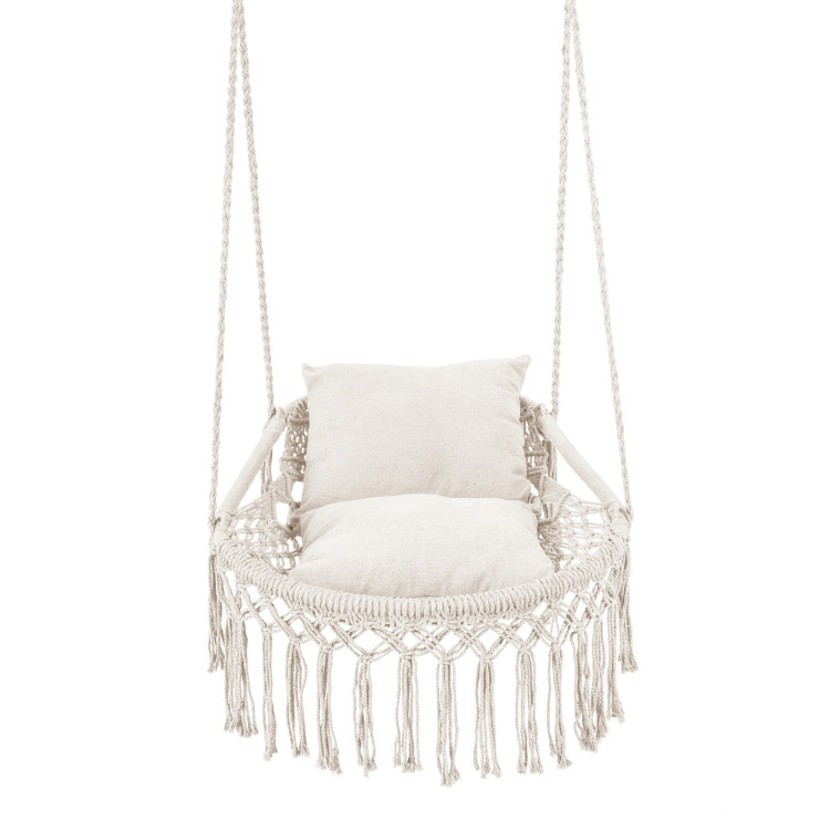 Hivvago Macrame Swing Chair Hammock With 2 Removable Cushions