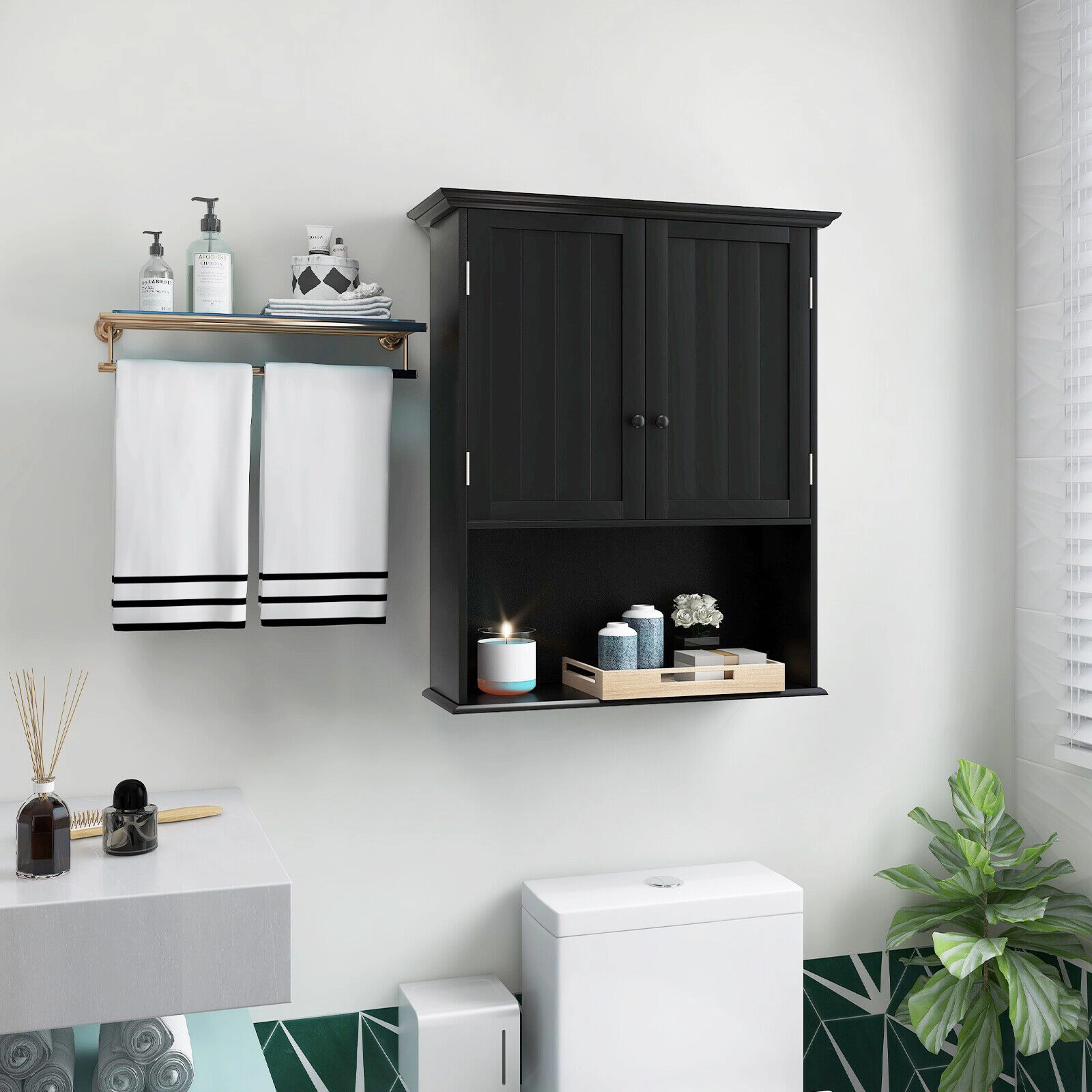 SlickBlue Freestanding Bathroom Cabinet with MDF Storage Shelves