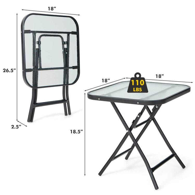 Hivvago 18 Inch Square Patio Bistro Table With Rustproof Frame