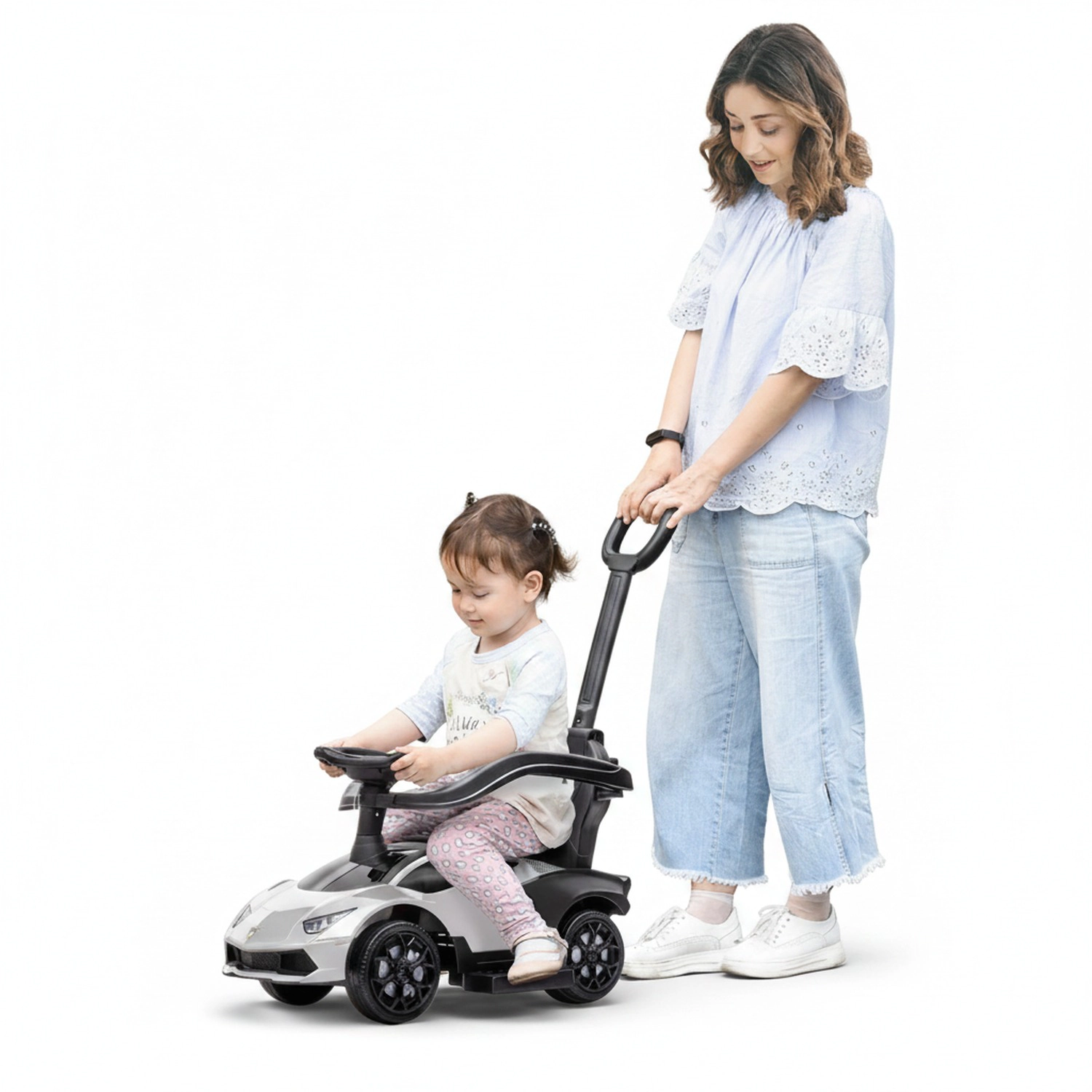 HONGGE Licensed Push Car with Steering Wheel Horn and Storage 2-in -1