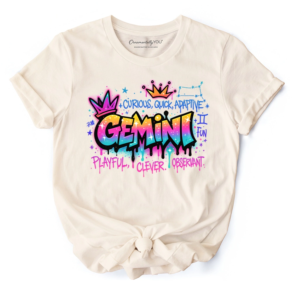 OrnamentallyYou Womens Gemini Graffiti Zodiac Street Style T-Shirt