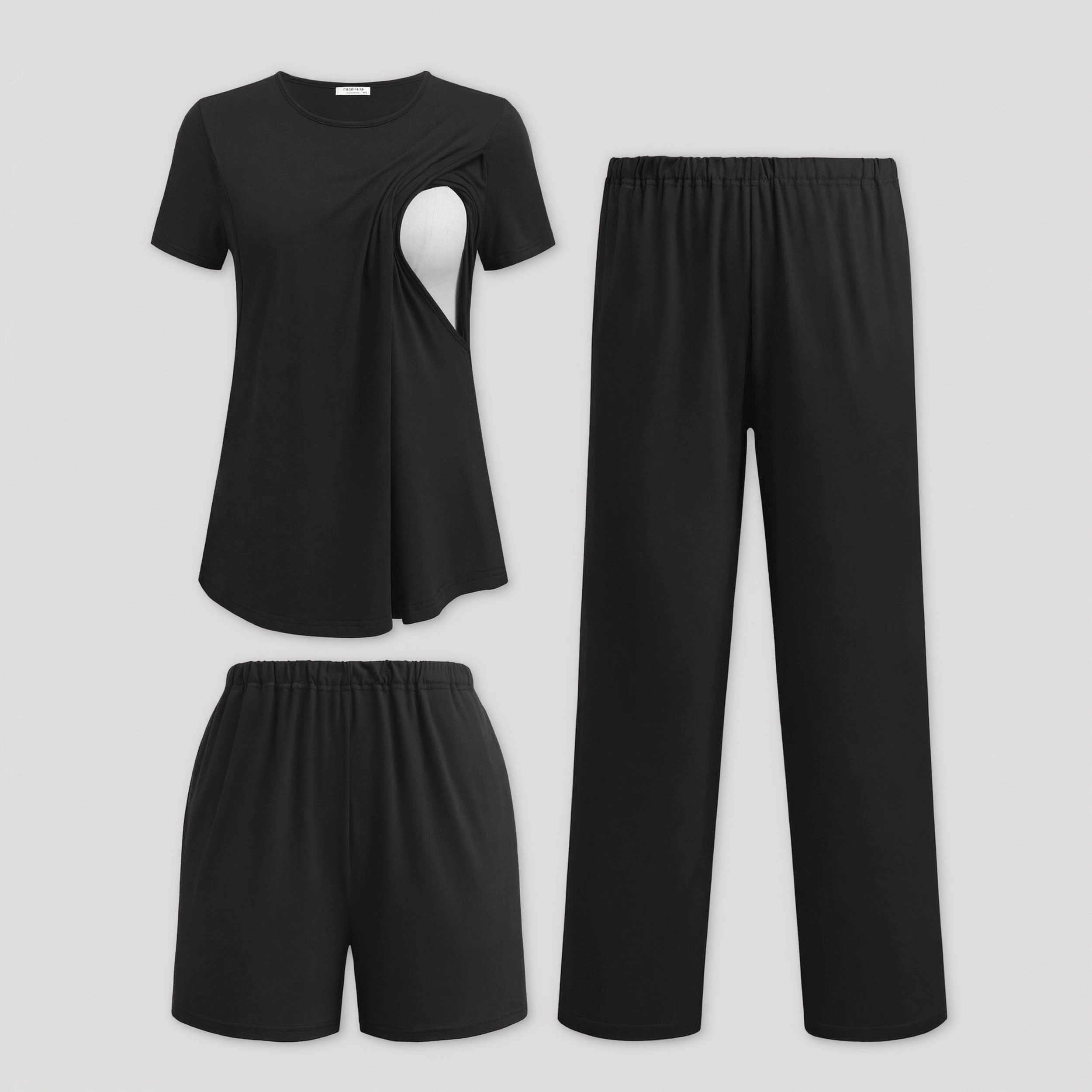 Ekouaer Women's 3 Piece Nursing Pajamas Set with Shorts & Pants