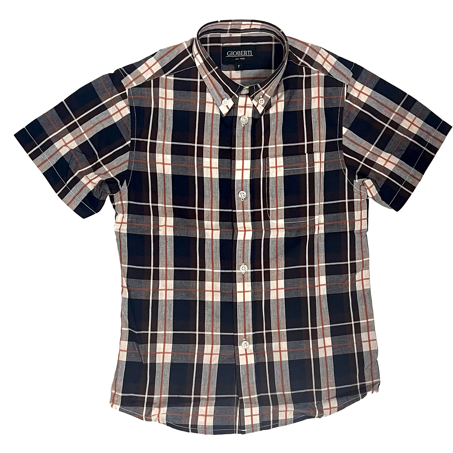 Gioberti Boy's Casual Plaid Checkered Short Sleeve Button Down Shirt