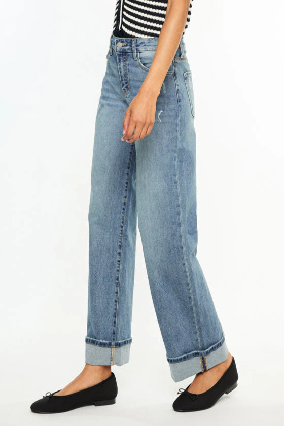 KanCan Women's Essentials High Rise Wide Jeans Bellen