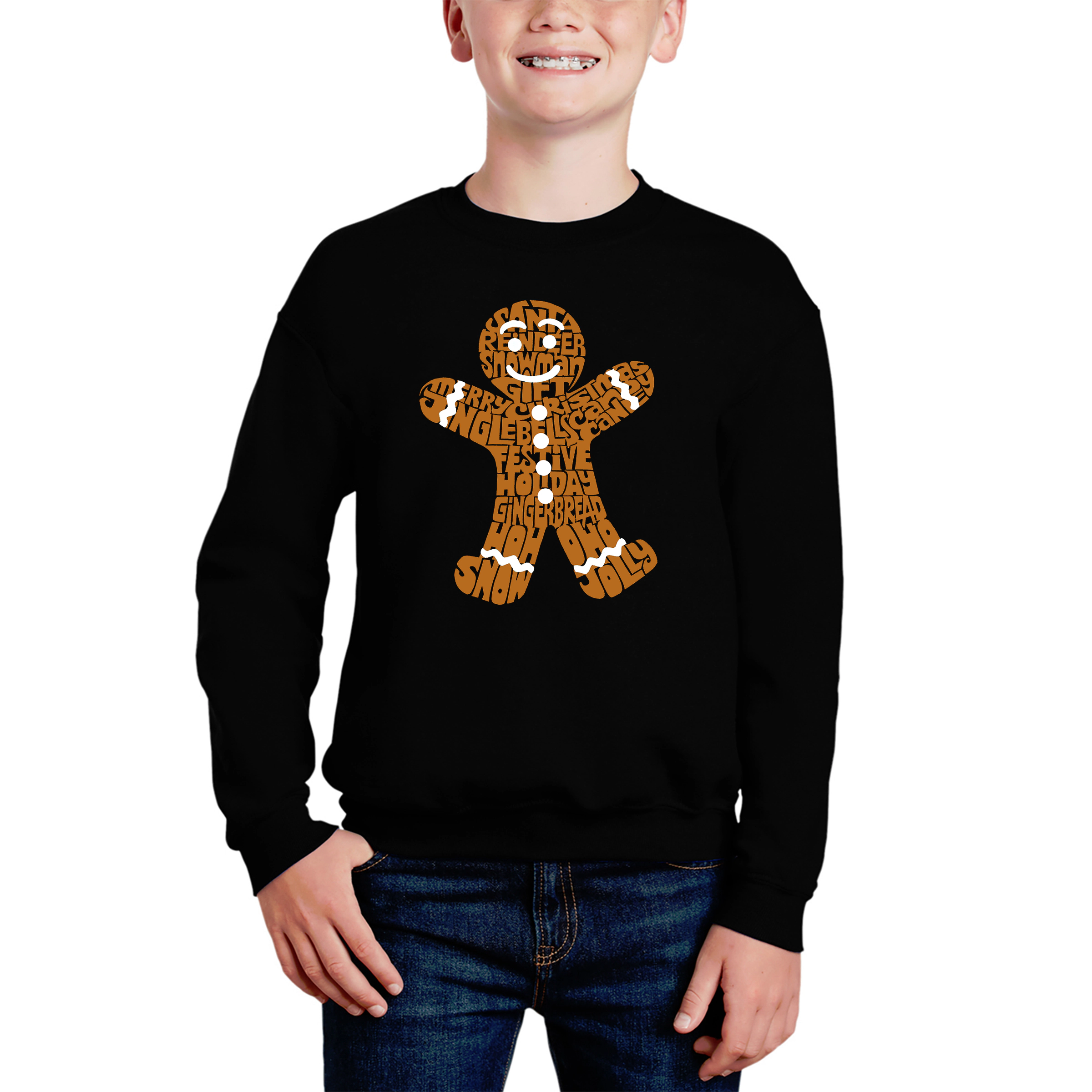 LA Pop Art Boy's Word Sweatshirt - Gingerbread