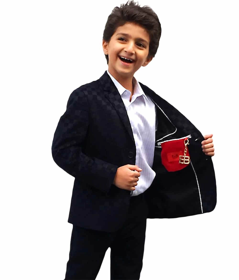 Elie Balleh Boys Slim Fit Gingham Blazer