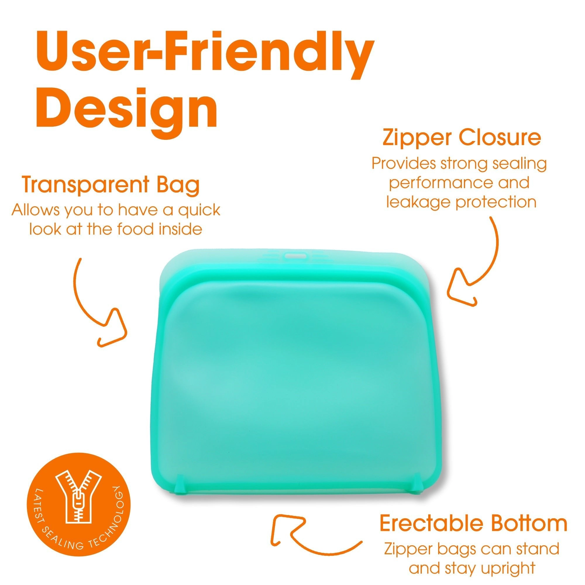 Cheer Collection Set of Silicone Food Storage Bags - Leakproof - Plastic Free &