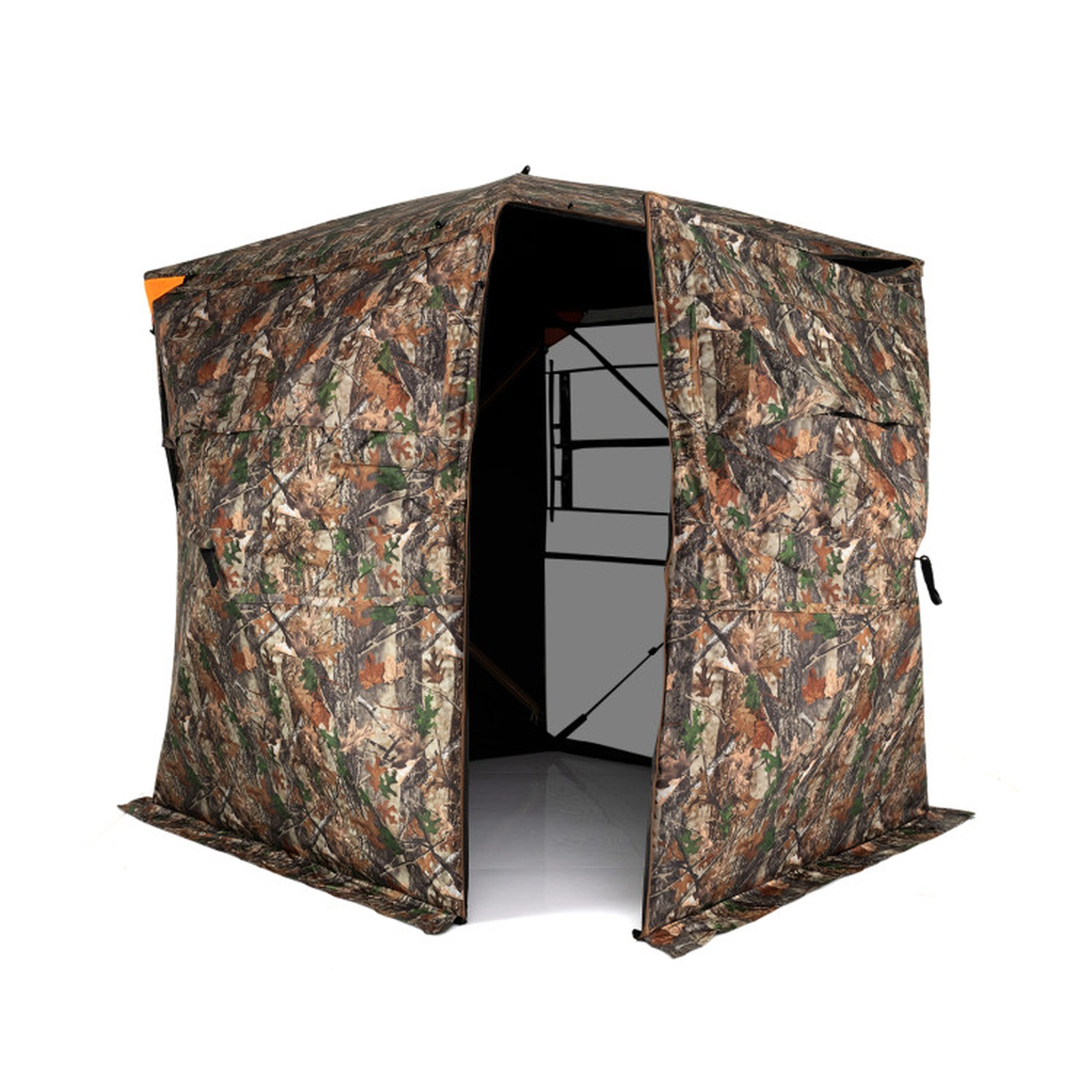 SUGIFT Camouflage 70-in Pop-Up Hunting Blind with 4 Blaze Orange Safety Panels and Full-Open Swing Door