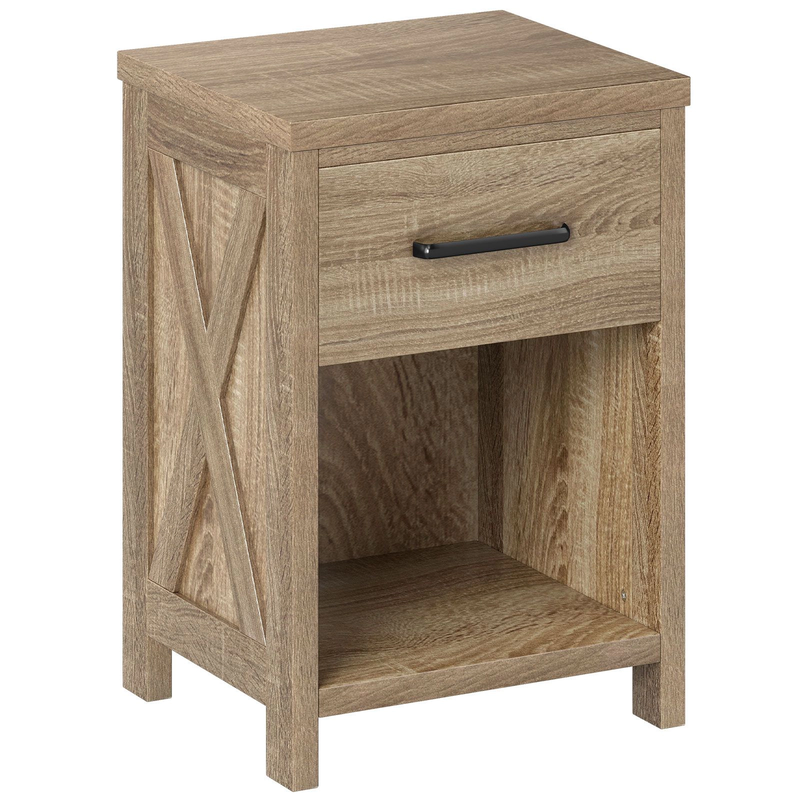 SlickBlue Farmhouse Nightstand with Drawer and Shelf