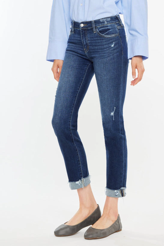 KanCan Women's Essentials Mid Rise Slim Straight Leg Jeans Emely