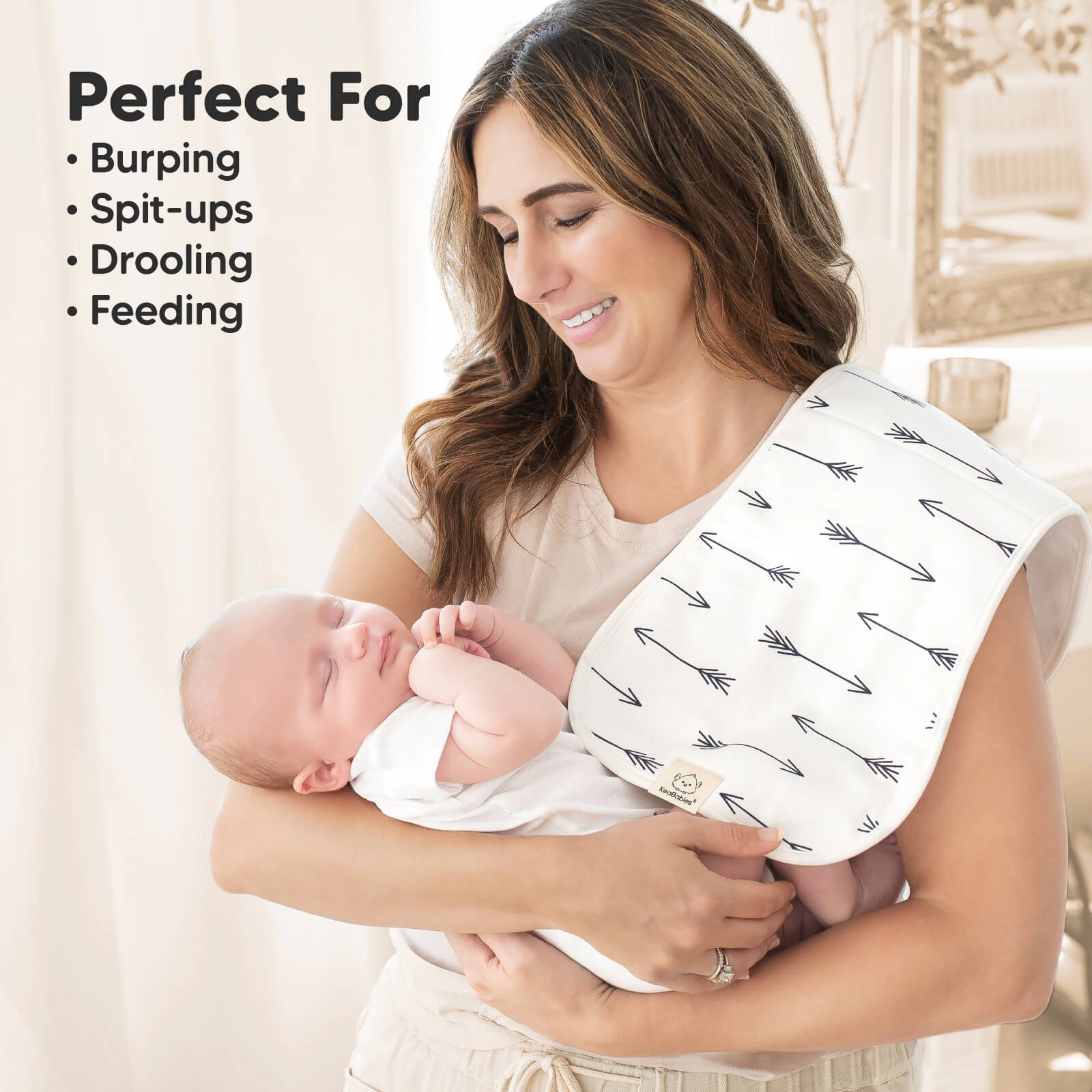 KeaBabies 5-Pack Urban Burp Cloths for Girls and Boys