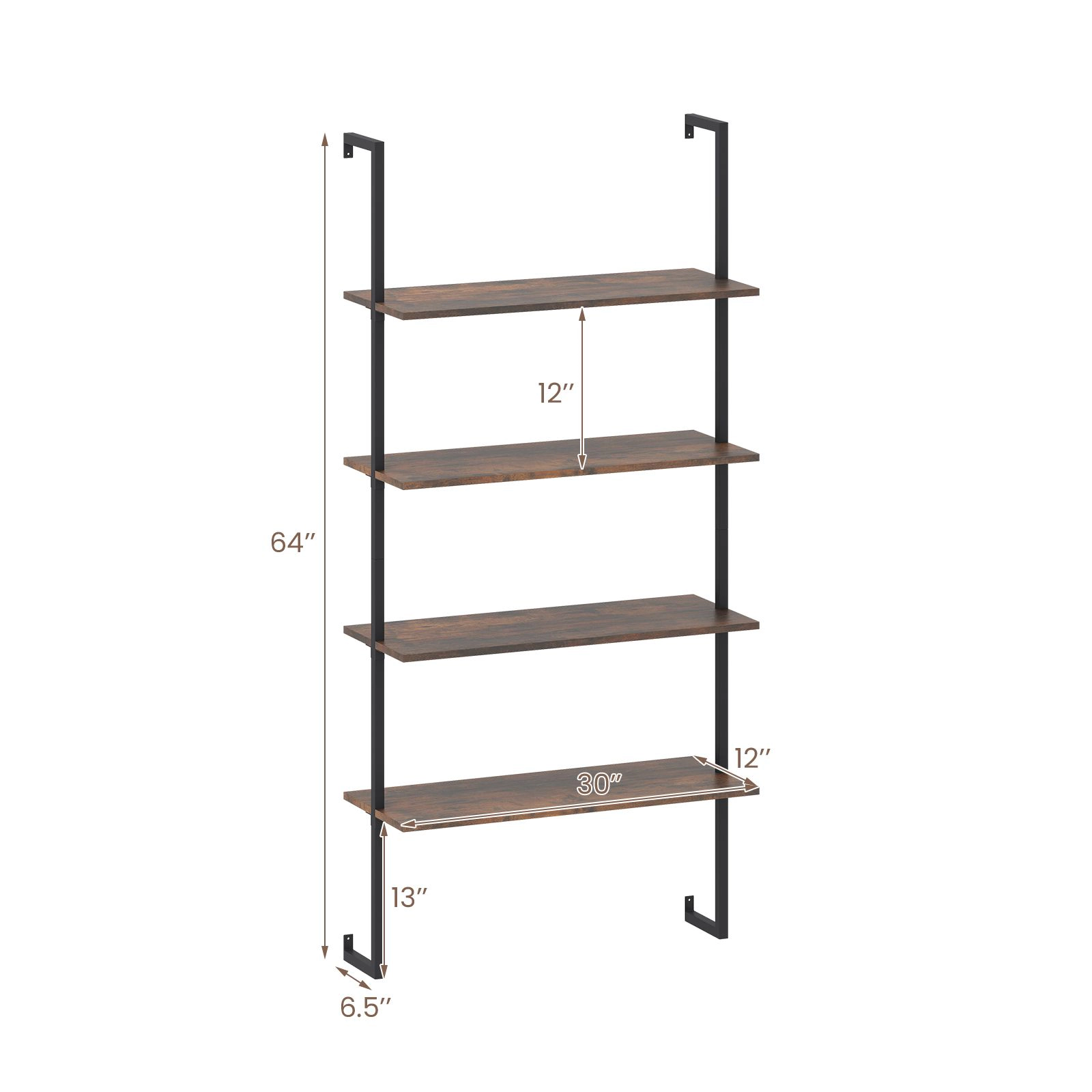 SlickBlue 4-Tier Floating Ladder Shelf, Metal Pipe Wall Organizer