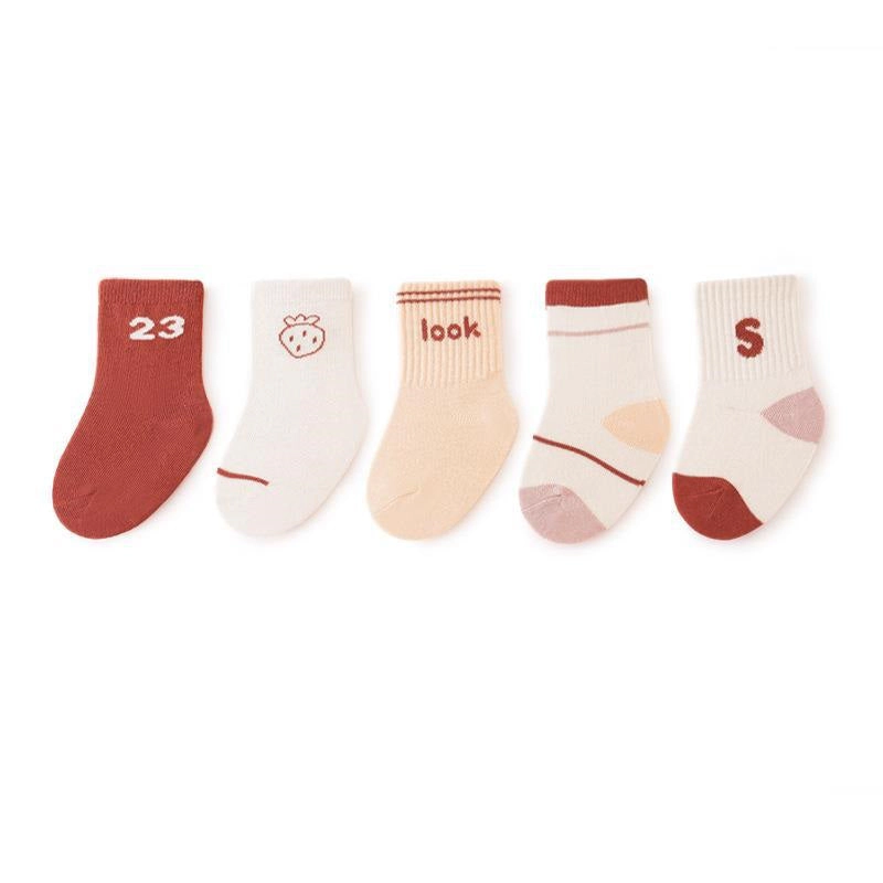 MyKids-USA Baby Unisex Breathable Preppy Socks 5-Pair Set X-Large