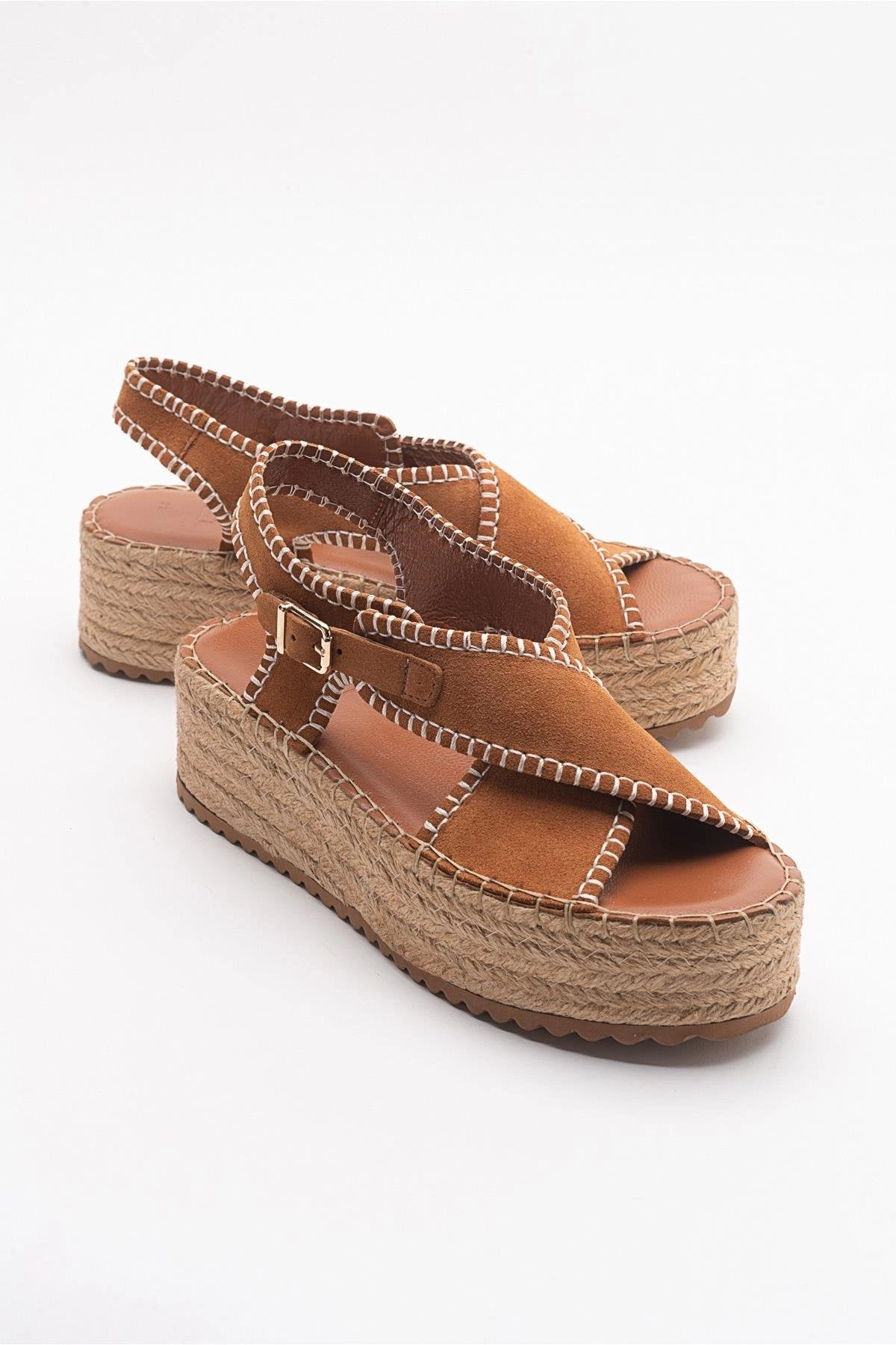Forever & Always Womens Bellezza Leather Platform Sandals