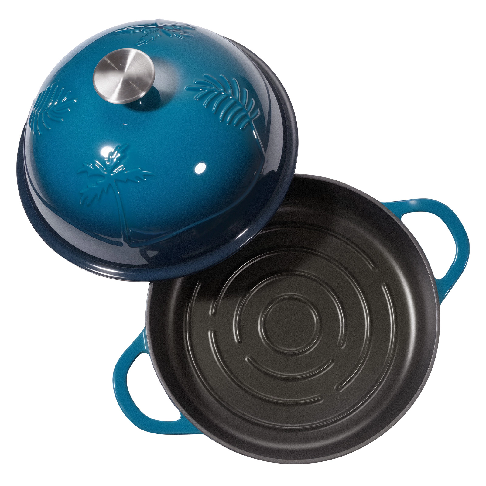 HONGGE Enameled Cast Iron Dutch Oven Pot with Lid and Dual Handles Heavy-Duty Durable Cookware Pan Oven Induction