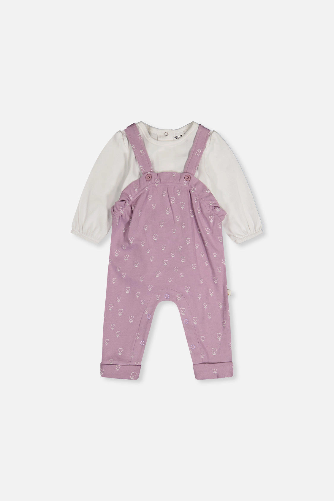 Deux par Girls Organic Cotton Onesie and Overall Set with Floral Print