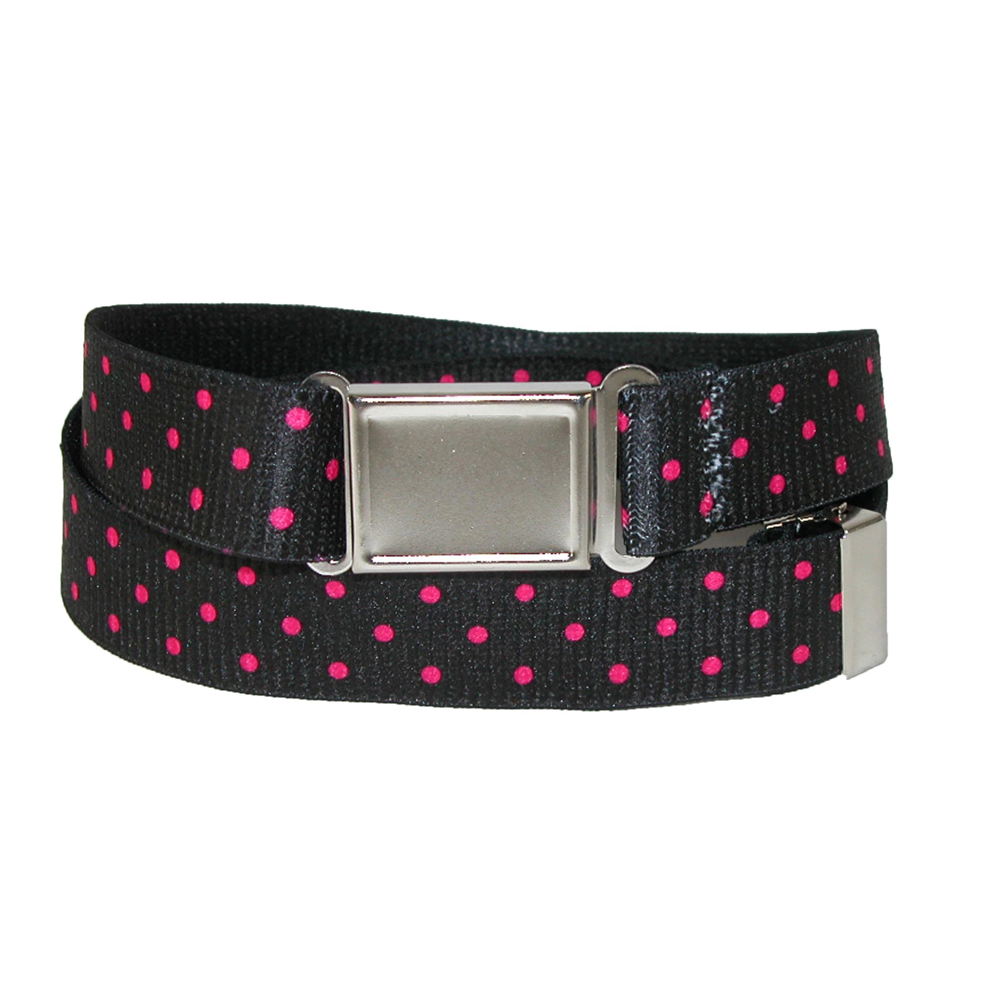 CTM Women's Plus No Show Buckle Stretch Belt with Polka Dots