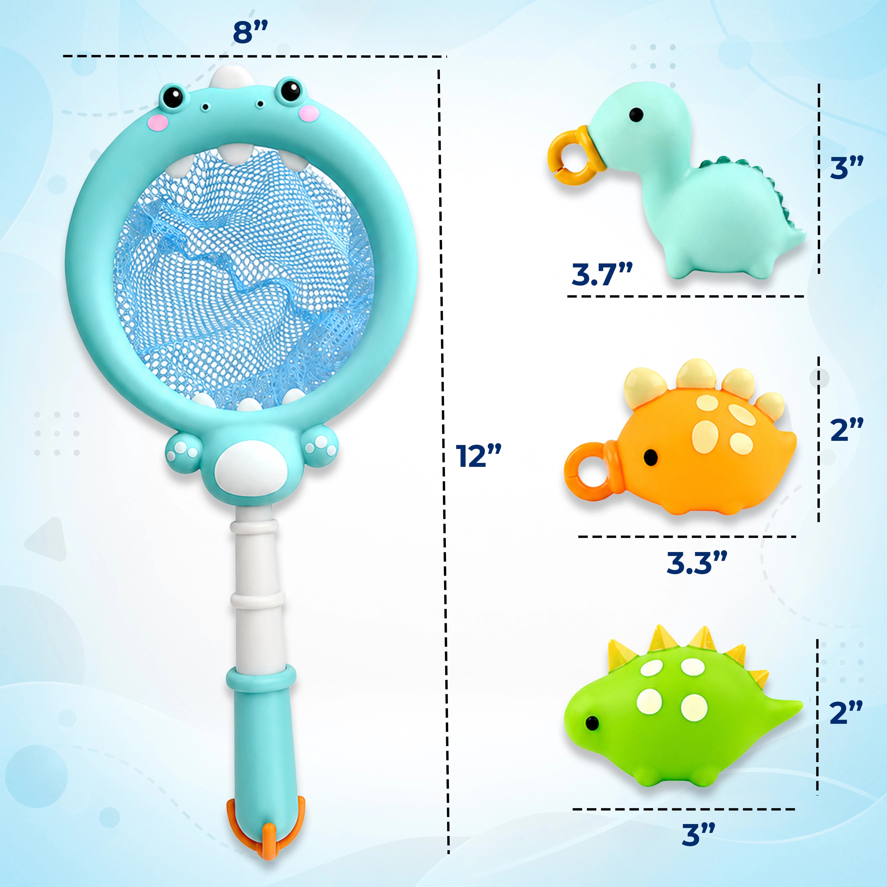 Sperric Fun Dinosaur Fishing Game for Kids 5Pk Magnetic Floating Bath & Pool Toy Set w/ Wind-Up Rods Engaging Water Play