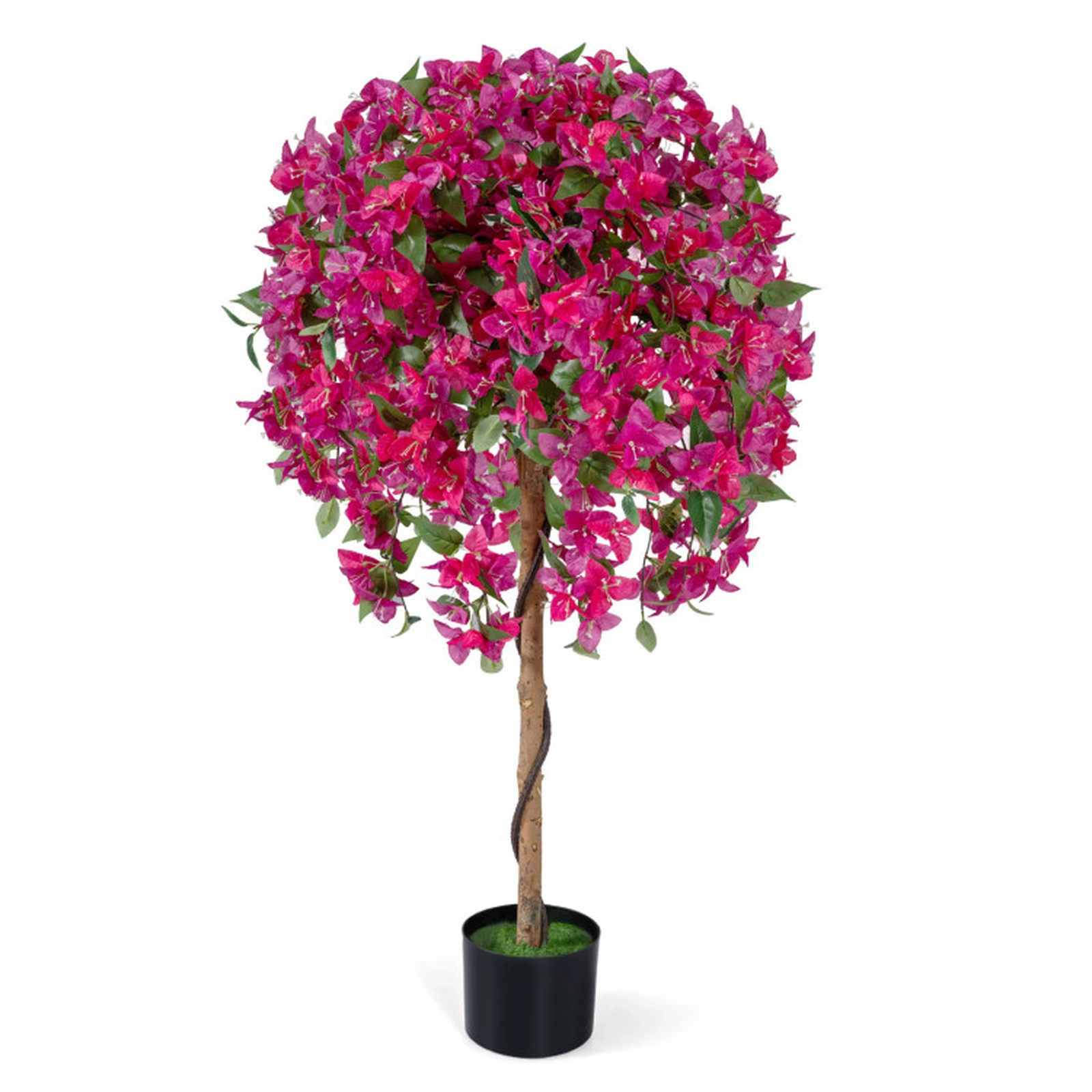 SUGIFT Set of 2 51-in Tall Artificial Azalea Trees with Pink Blooming Flowers and Cement-Weighted Pots