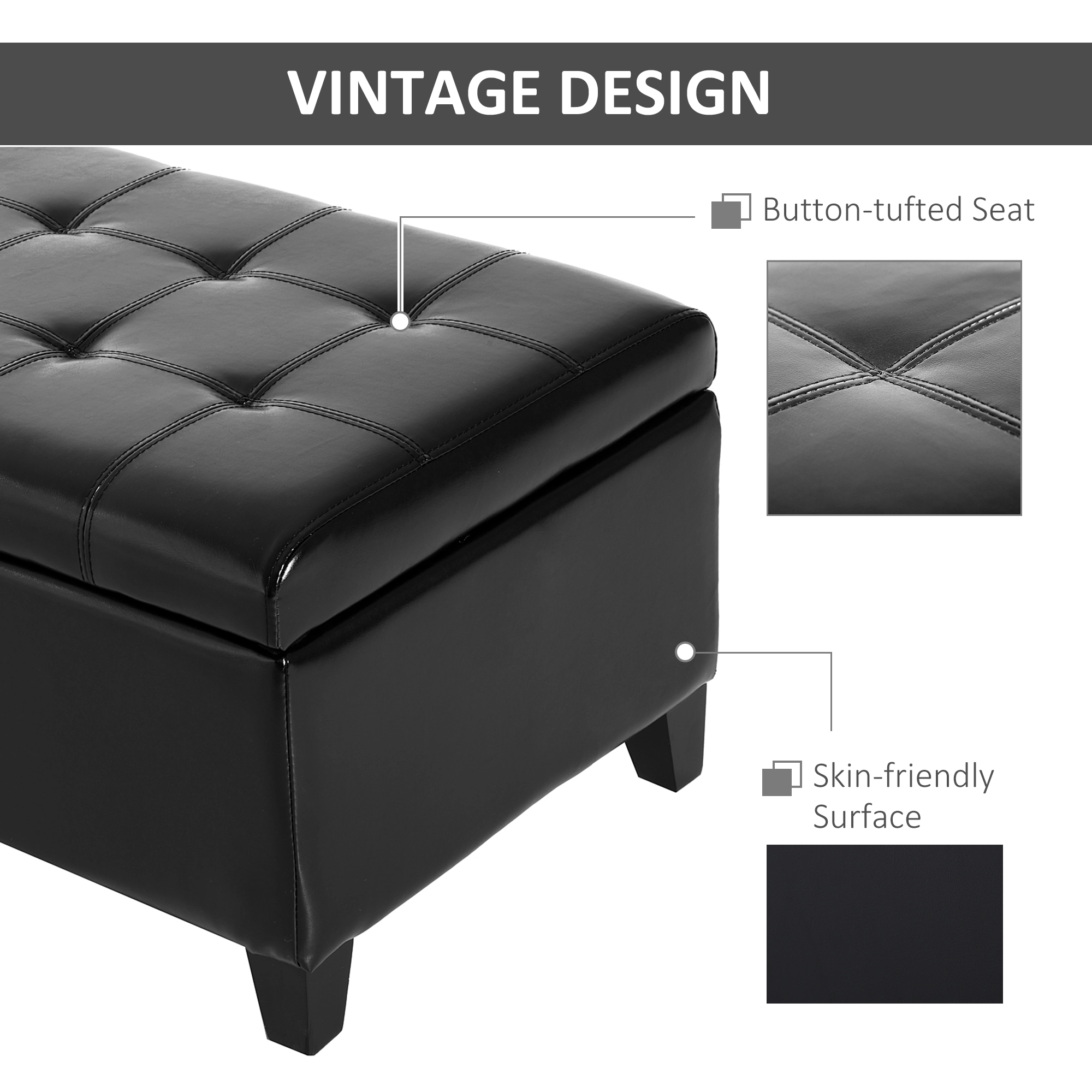 Hivvago 51" Faux Leather Storage Ottoman With Lift Top