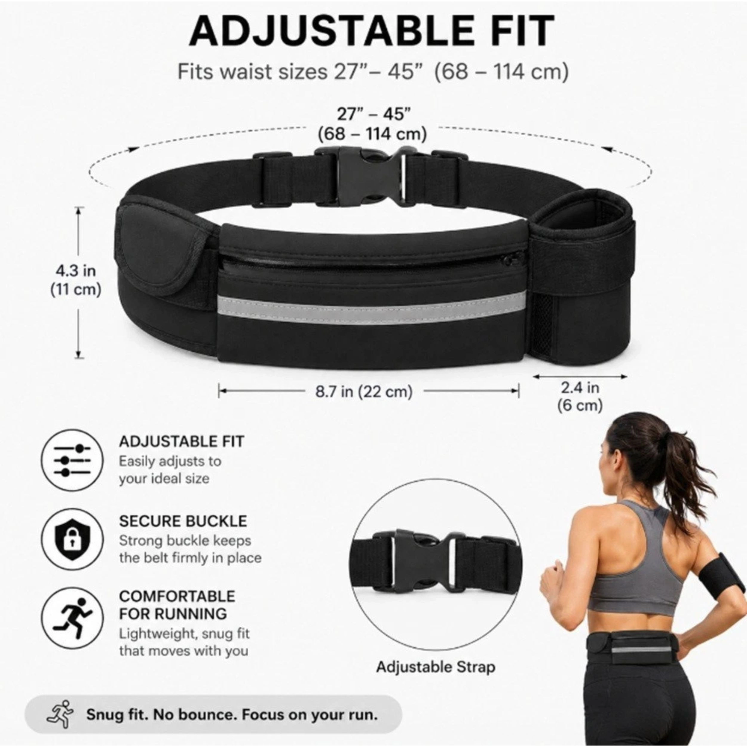 Home Collection Adjustable Running Belt Water Resistant Waist Pack