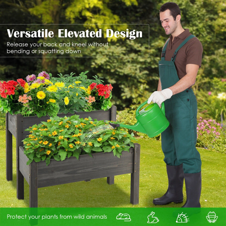 Hivvago 2 Tier Wooden Raised Garden Bed with Legs Drain Holes