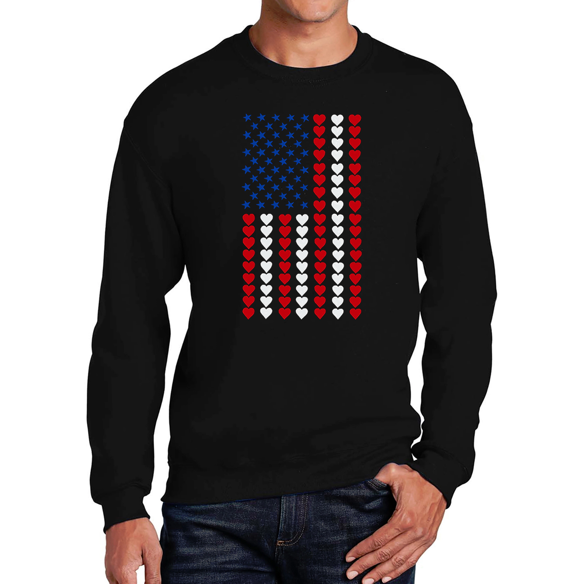 LA Pop Art Heart Flag - Men's Word Crew Sweatshirt