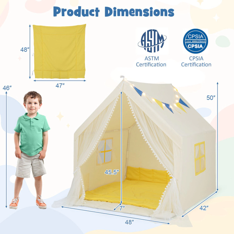 Hivvago 48 x 42 x 50 Inch Large Play Tent with Washable Cotton Mat Holiday Birthday Gift for Kids