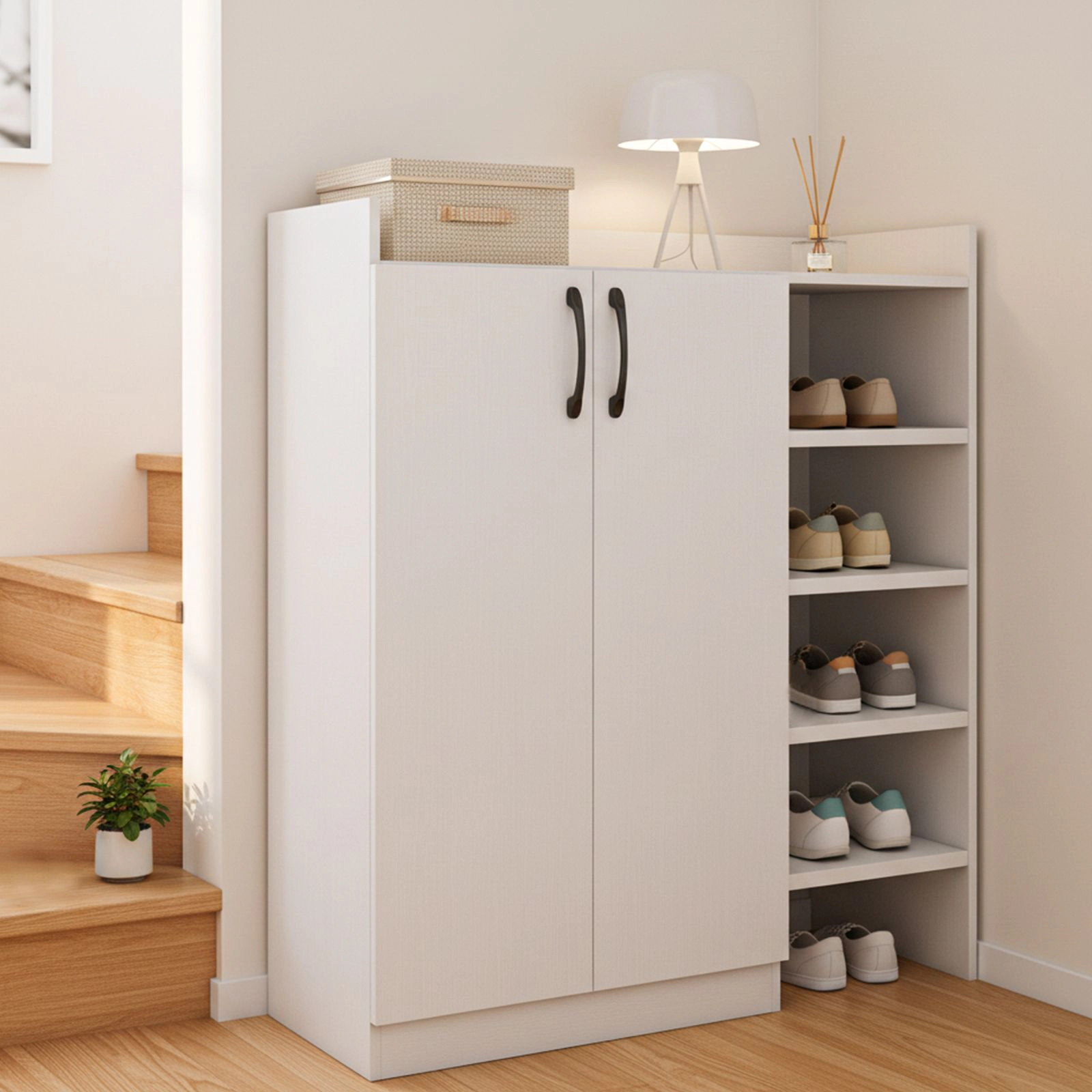 SlickBlue Modern Shoe Storage Cabinet with 4 Open Shelves