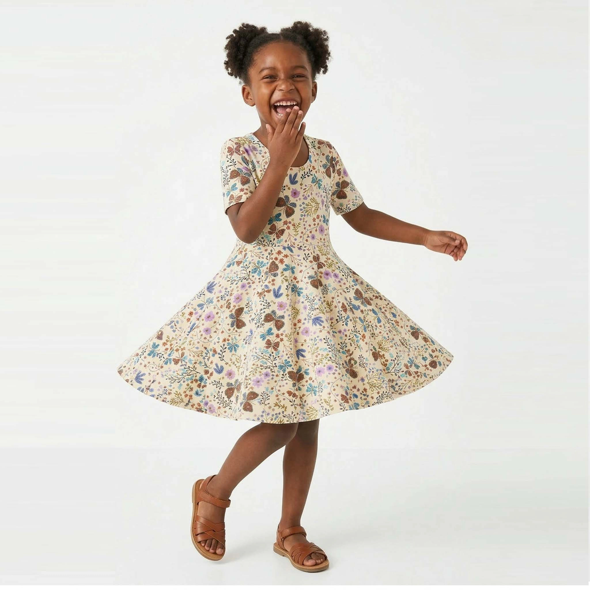 Mightly Girls Organic Cotton Short Sleeve Skater Twirl Dress