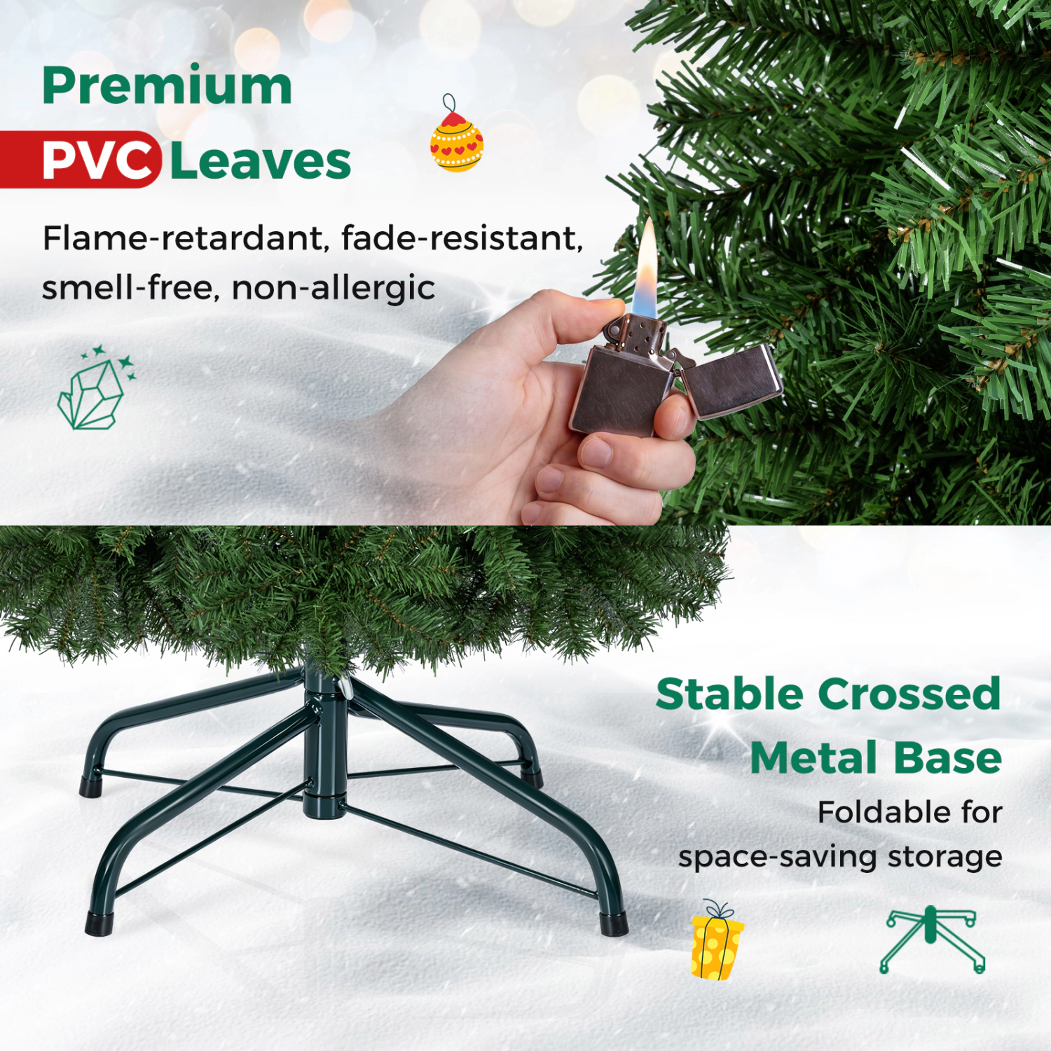 LJG 5ft Automatic Christmas Tree with 519 Full PVC Branch Tips