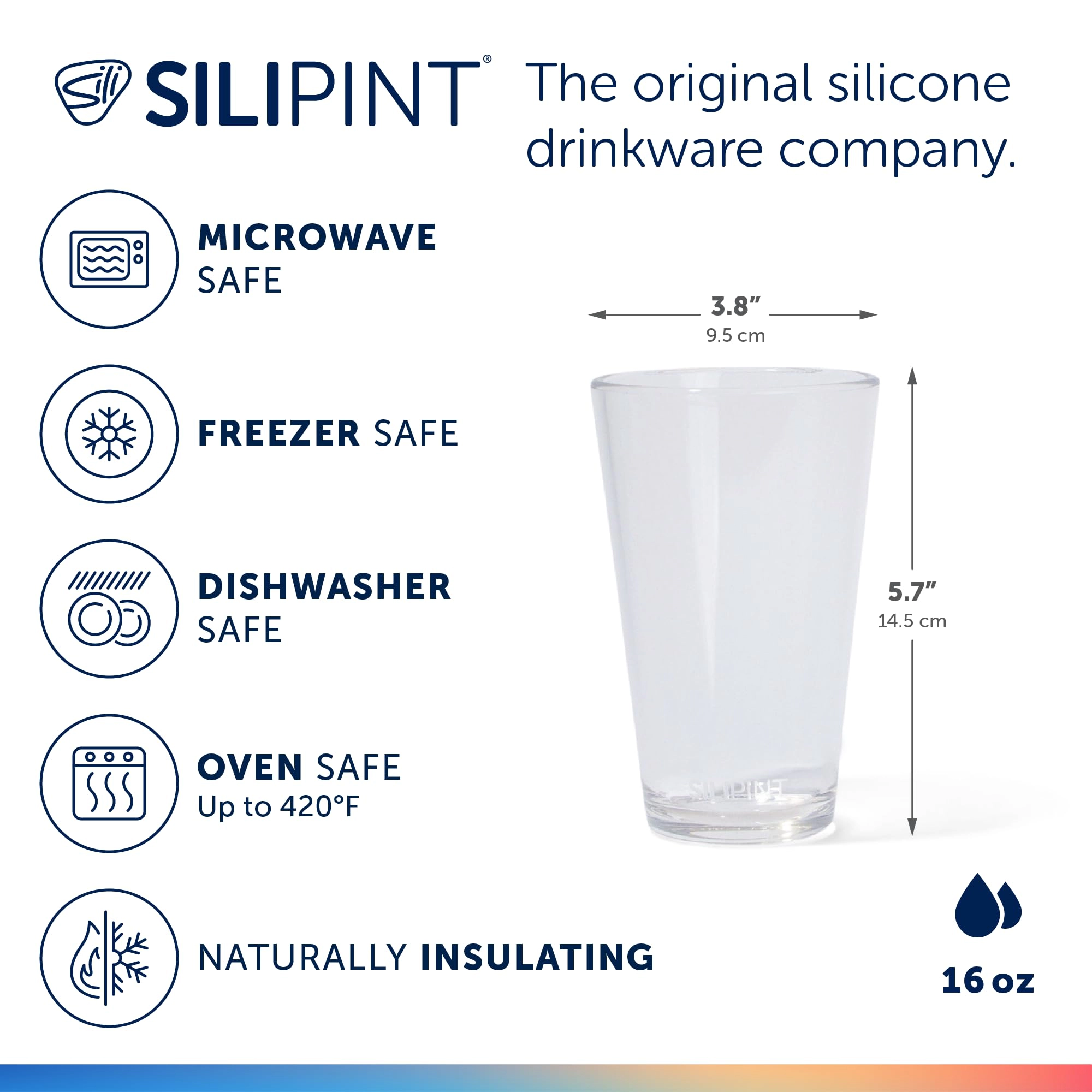 Silipint Silicone 16 oz Crystal Clear Pint Glass – Monogram (A–T)
