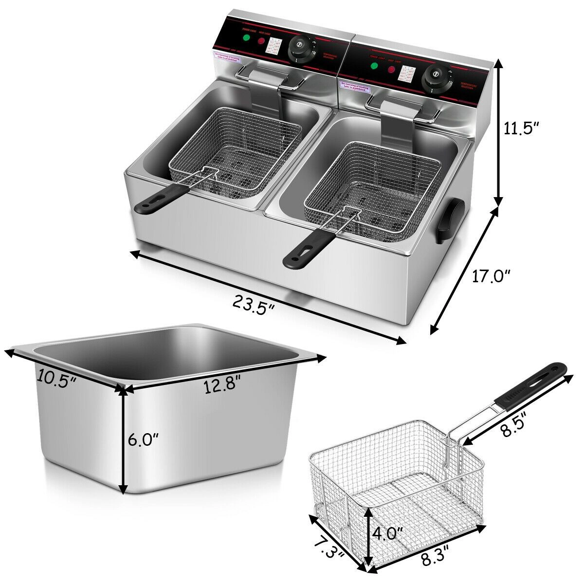 SlickBlue Commercial Style Electric Fryer for Home and Food Service Cooking