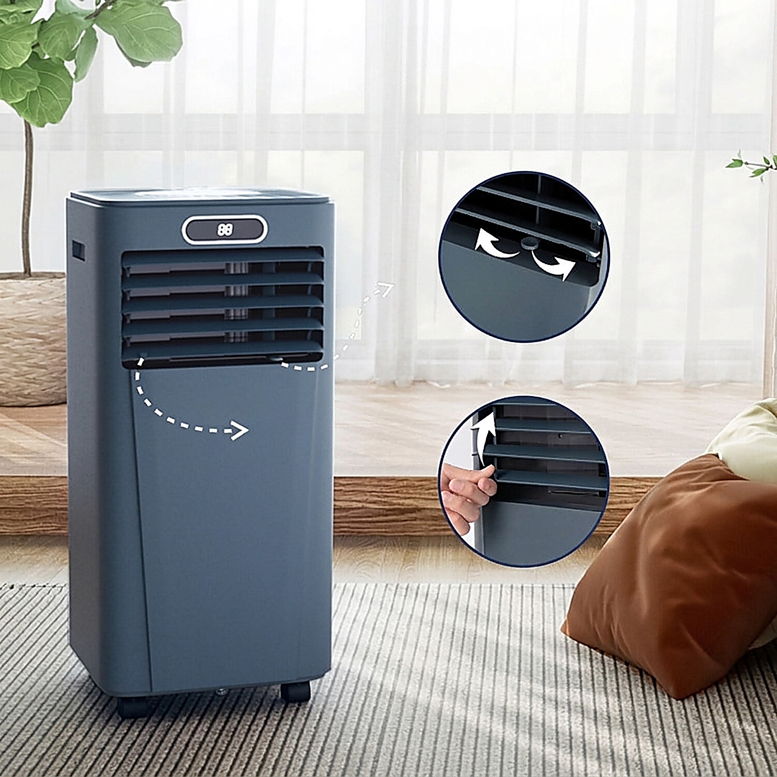 SUGIFT Dark Blue 8000-BTU 3-in-1 Portable Air Conditioner with Dehumidifier and Remote 13-in W 13-in D 27.5-in H
