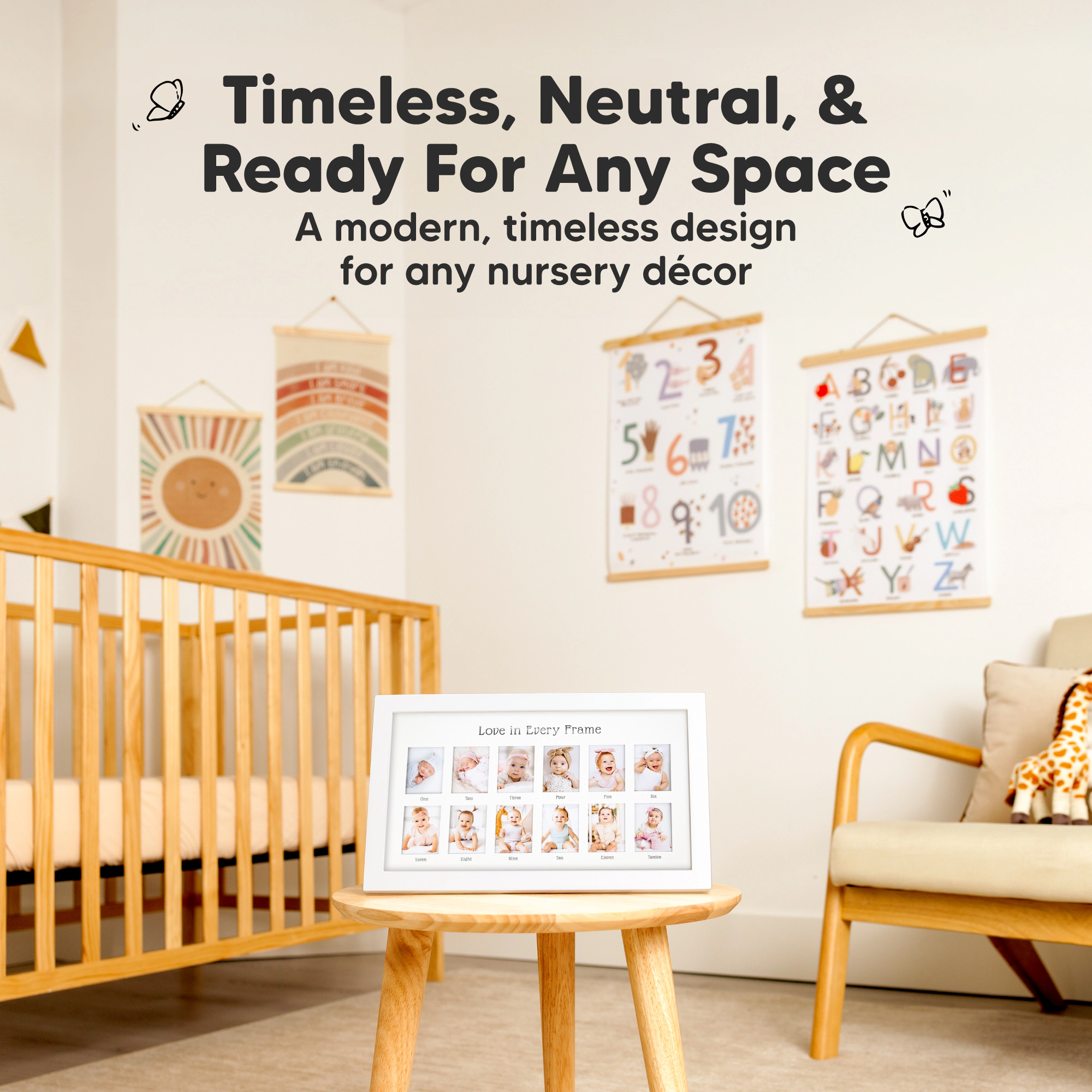 KeaBabies Nova Baby's First Year Picture Frame for Baby Boys, Girls