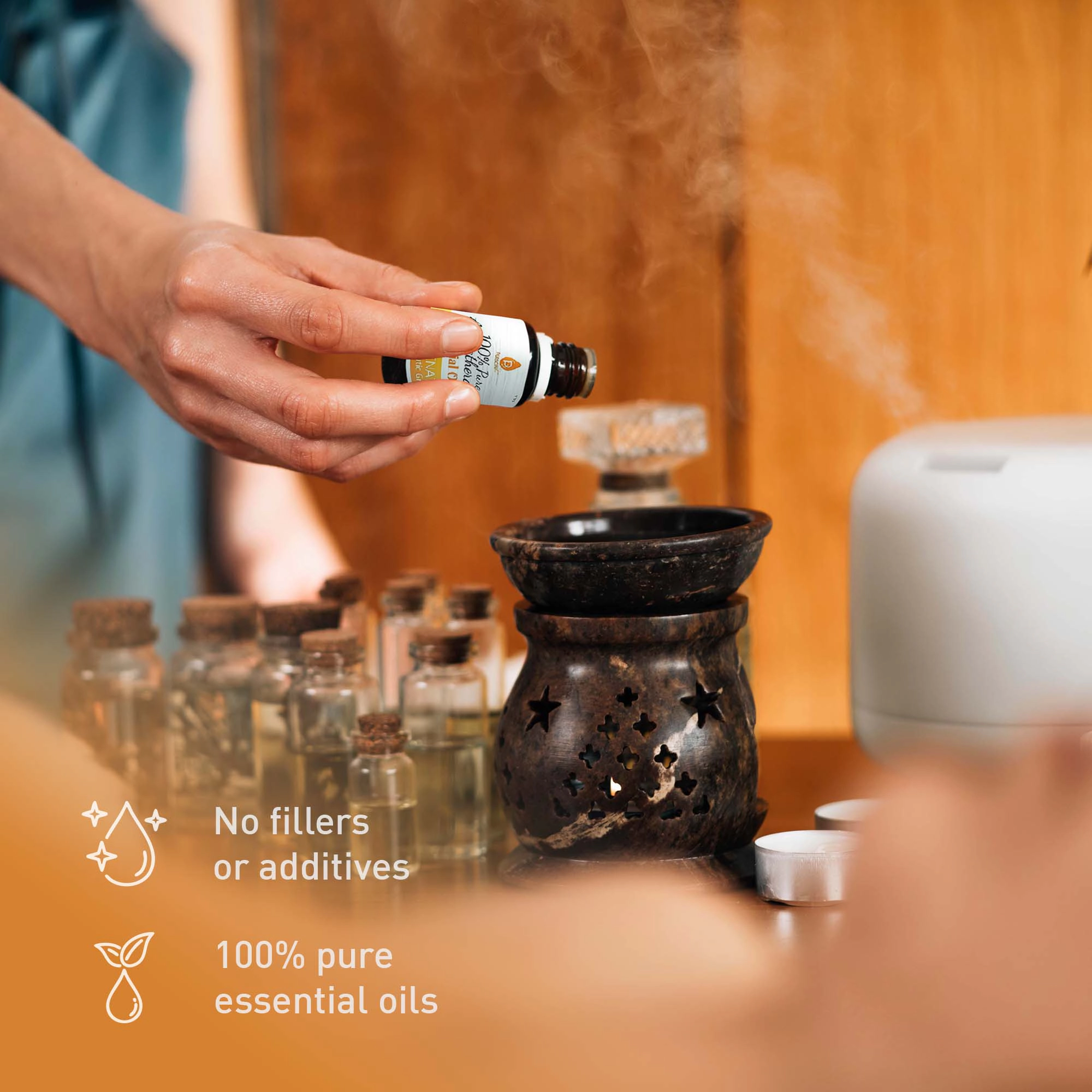 Pursonic Unisex 100% Pure Aromatherapy Essential Oil Blend Collection – 6 Pack Therapeutic Wellness Oils Set