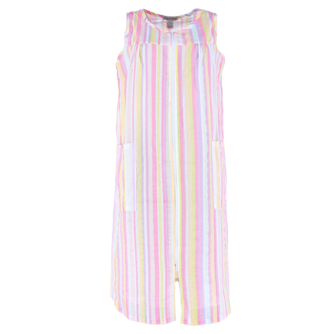 Elegant Emily Women's Woven Striped Sleeveless Duster Gown